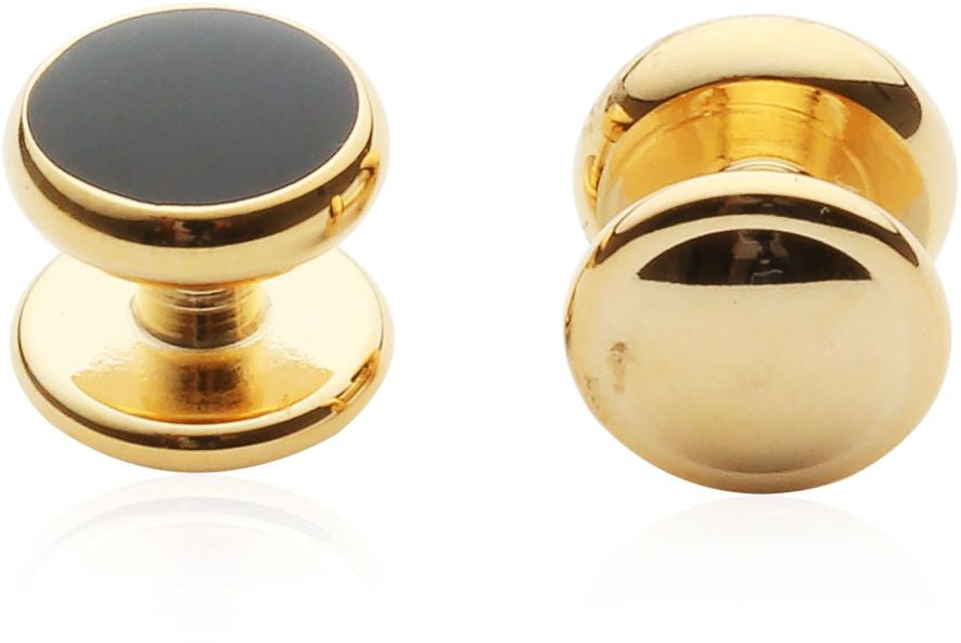 4 Gold Black Shirt Studs