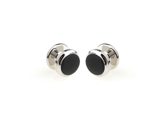 4 Silver Black Shirt Studs