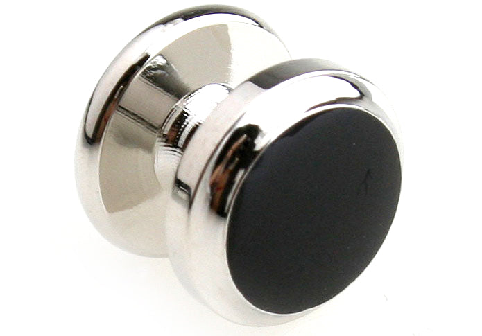 4 Silver Black Shirt Studs