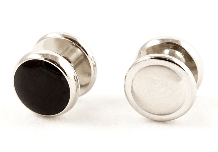 4 Silver Black Shirt Studs