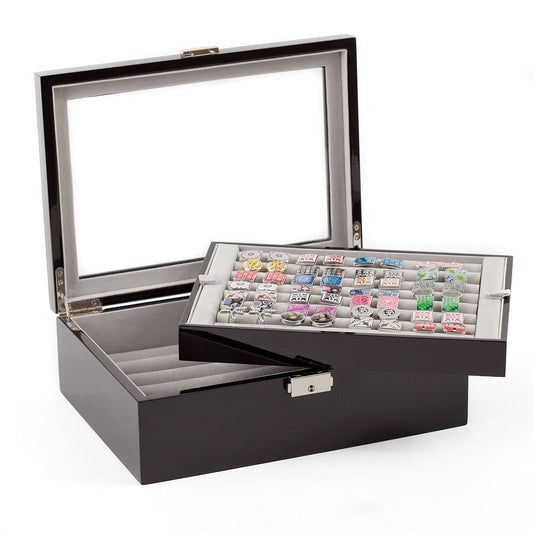 Cufflinks Storage Case Black Double Layer (72 pair capacity)