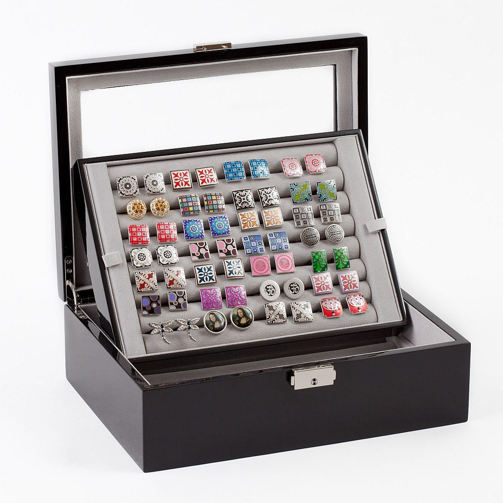 Cufflinks Storage Case Black Double Layer (72 pair capacity)