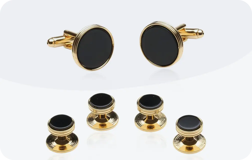 Onyx And Gold Wedding Set