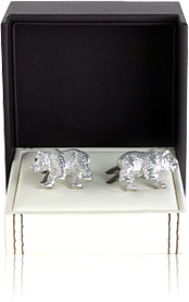 Bear Cufflinks with Swarovski Eyes