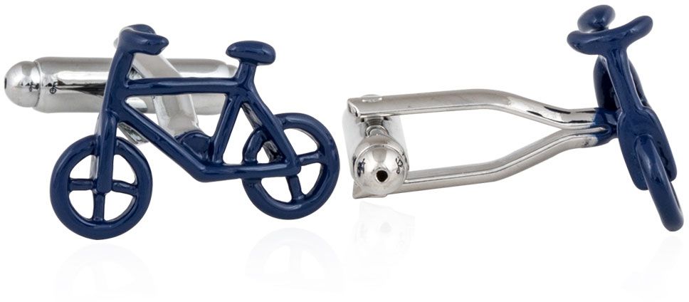 Preppy Cyclist Bicycle Cufflinks in Blue
