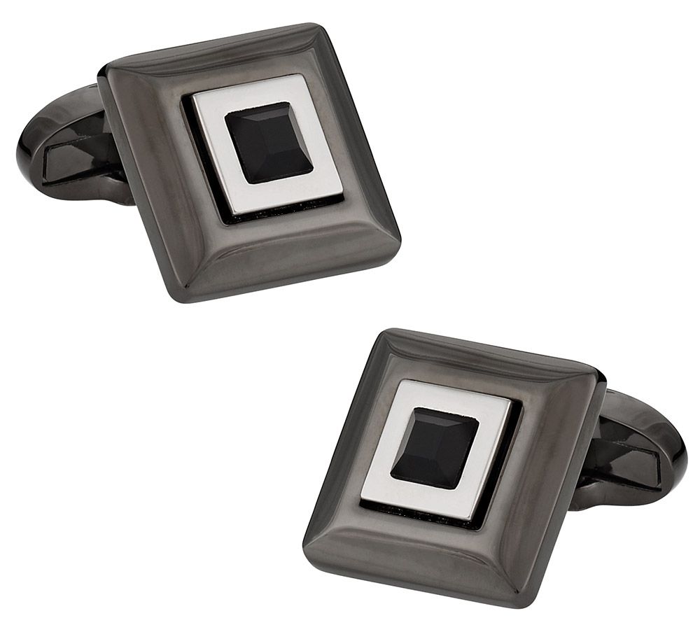 Black Crystal Hematite Cufflinks