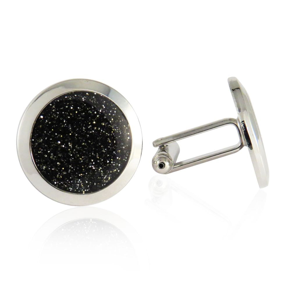 Black Diamond Dust Silver Cufflinks