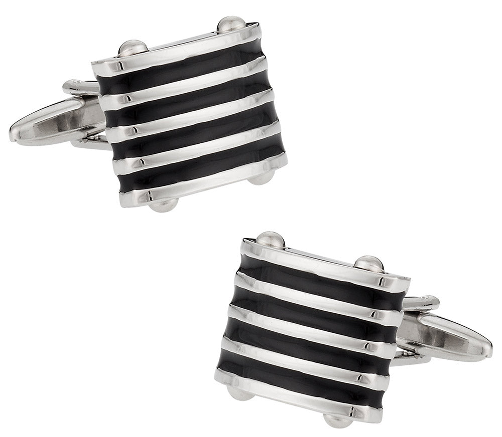 Black Enamel Blinds Cufflinks