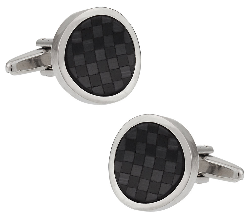 Black Fiber Optic Wave Cufflinks