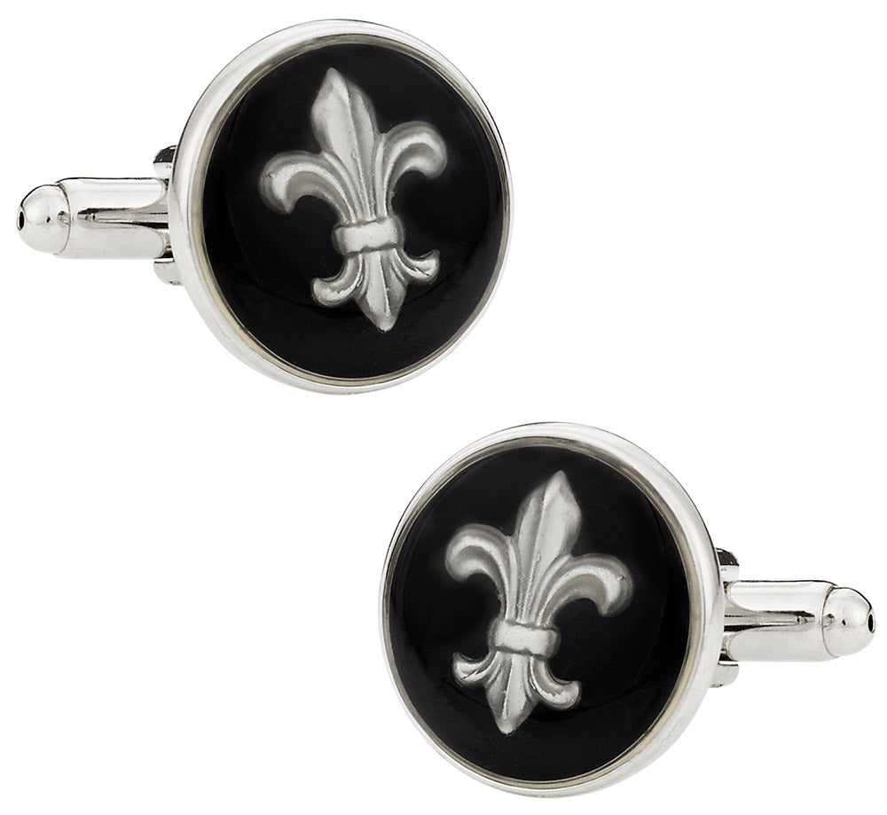 Black Fleur De Lys Cufflinks