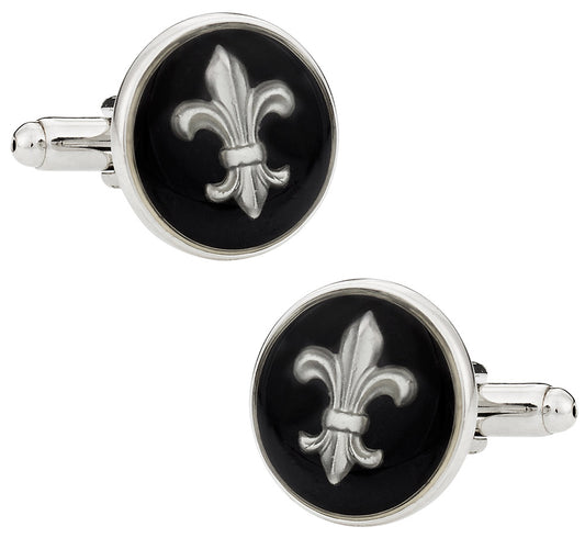 Black Fleur De Lys Cufflinks