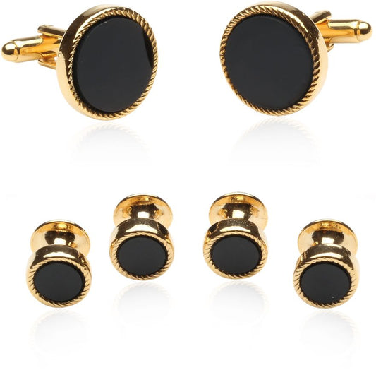 Black Gold Tux Cufflinks and Studs Set