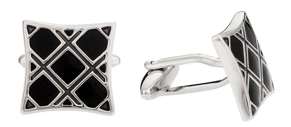 Black Plaid Cufflinks