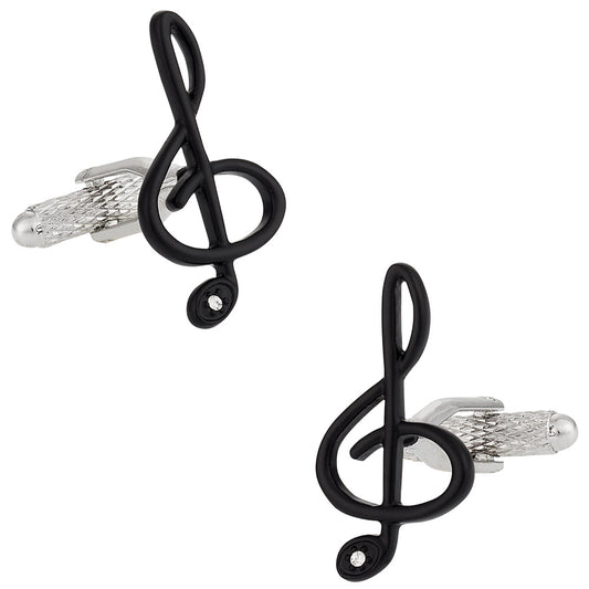 Black Treble Clef Music Cufflinks