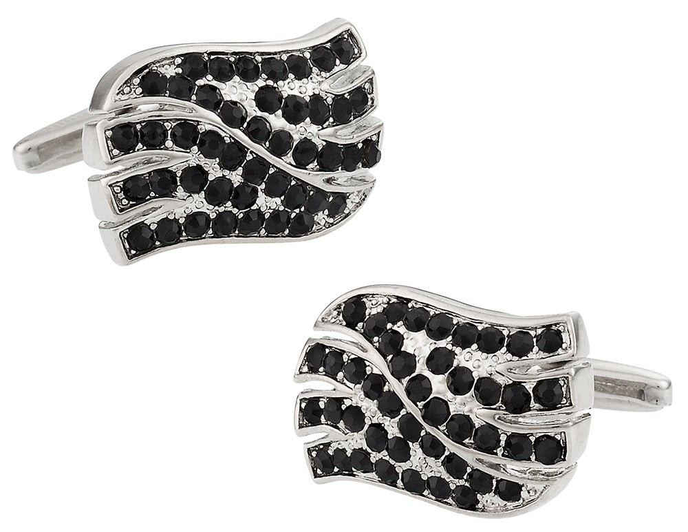 Black Wave Cuff Links