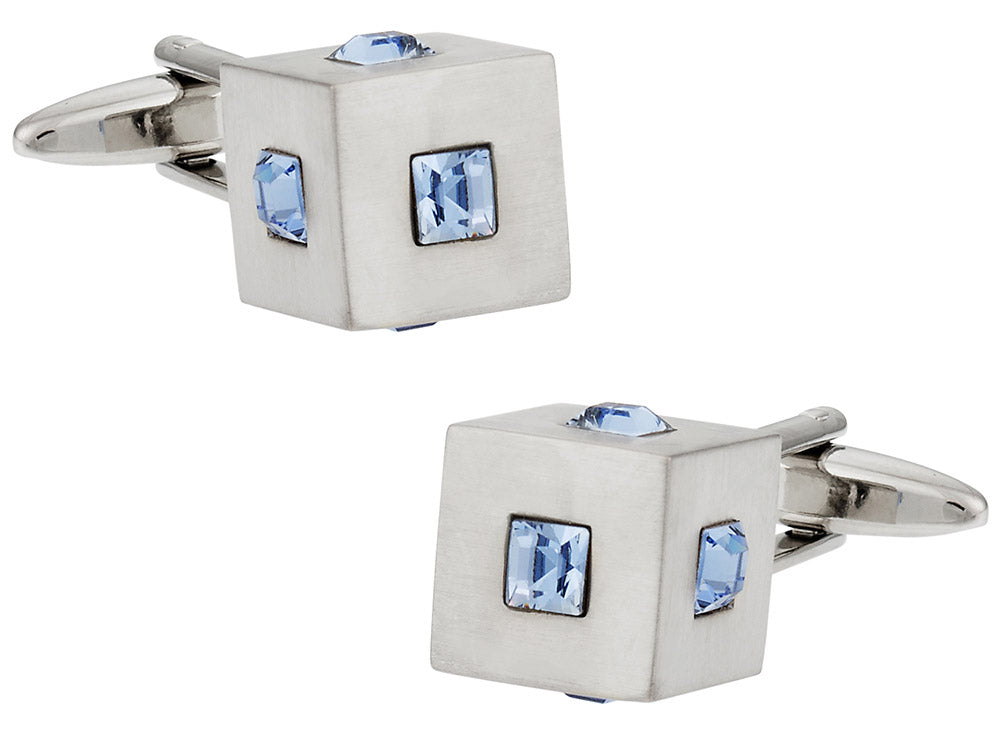 Blue Crystal Cubic Cufflinks