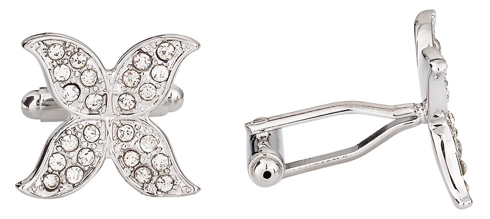 Womens Butterfly Cufflinks in Pave Crystal