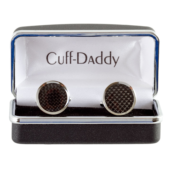 Carbon Fiber Round Cufflinks