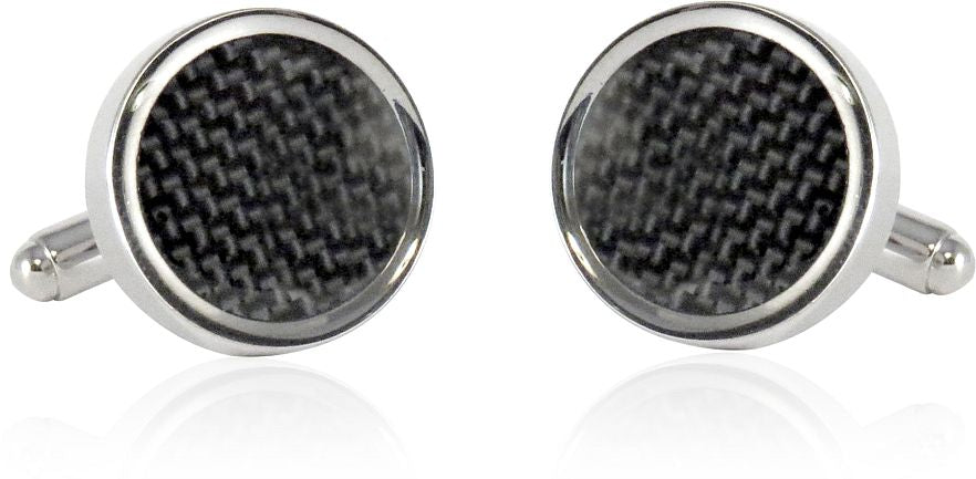 Carbon Fiber Round Cufflinks