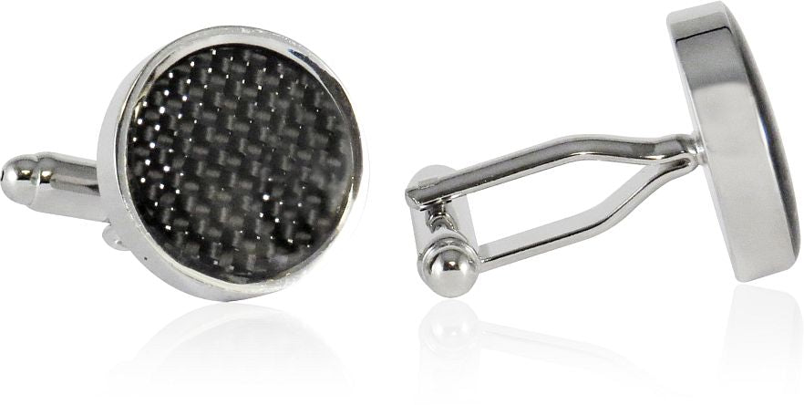 Carbon Fiber Round Cufflinks