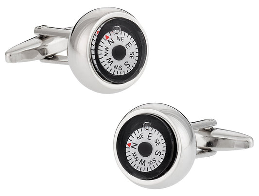 Compass Cufflinks in White