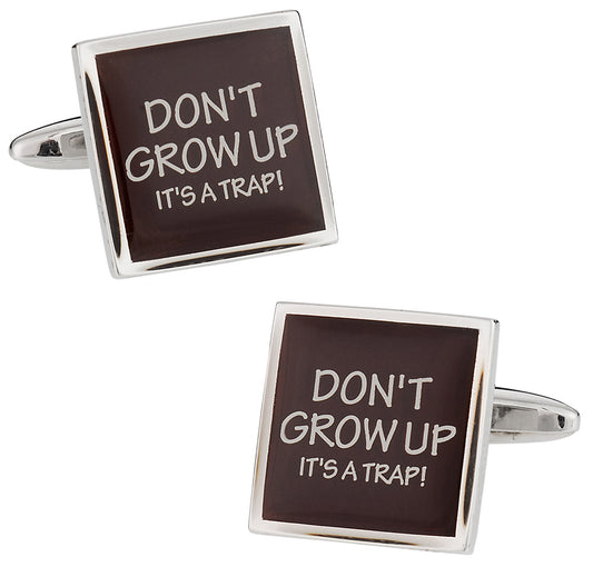 Funny Cufflinks - Don't Grow Up
