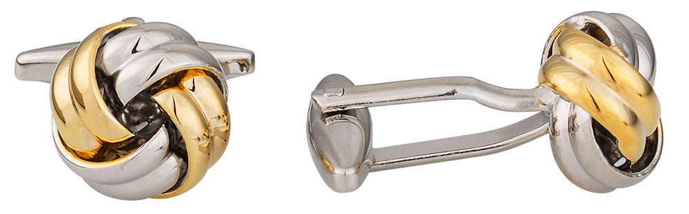 Classic Men's Two Tone Gold & Silver Knot Cufflinks
