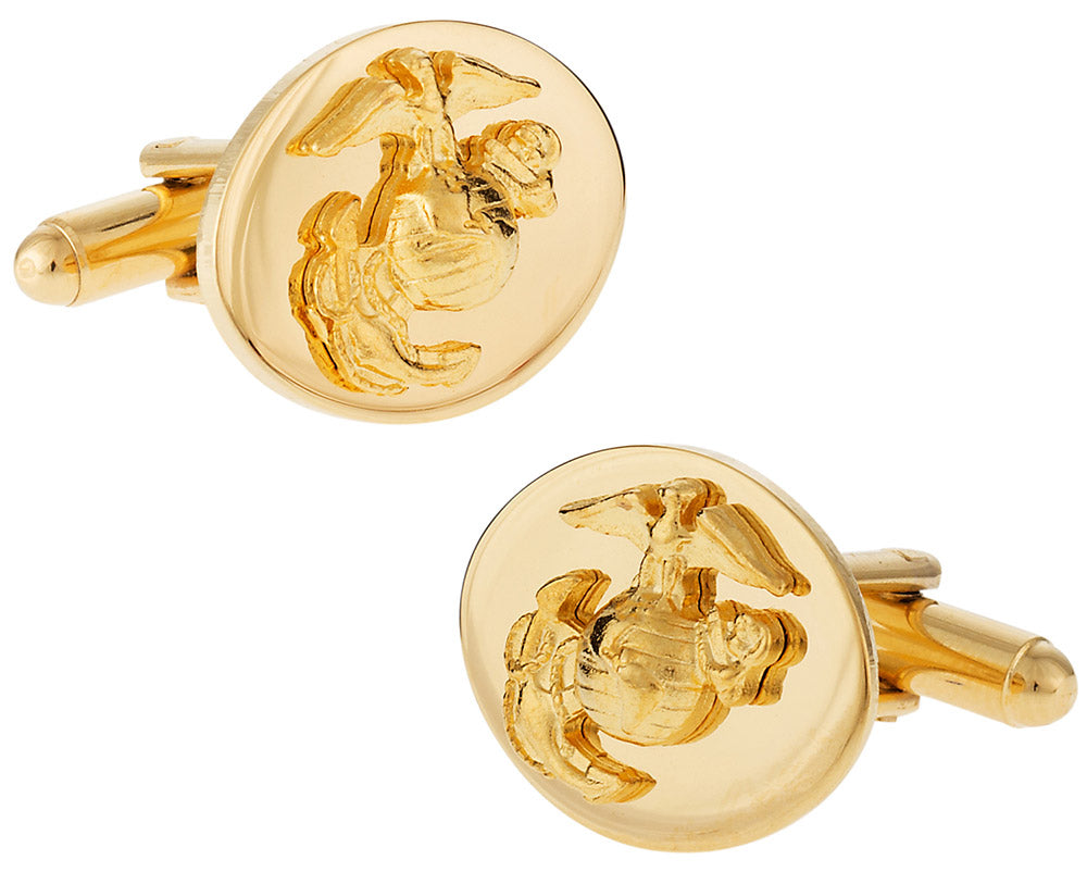 Gold USMC Marine Corp Eagle, Globe & Anchor Officer Cufflinks