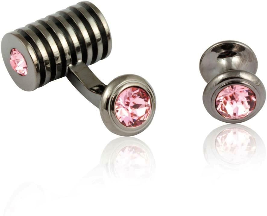 Men's Gunmetal Light Rose Swarovski Barrel Formal Set