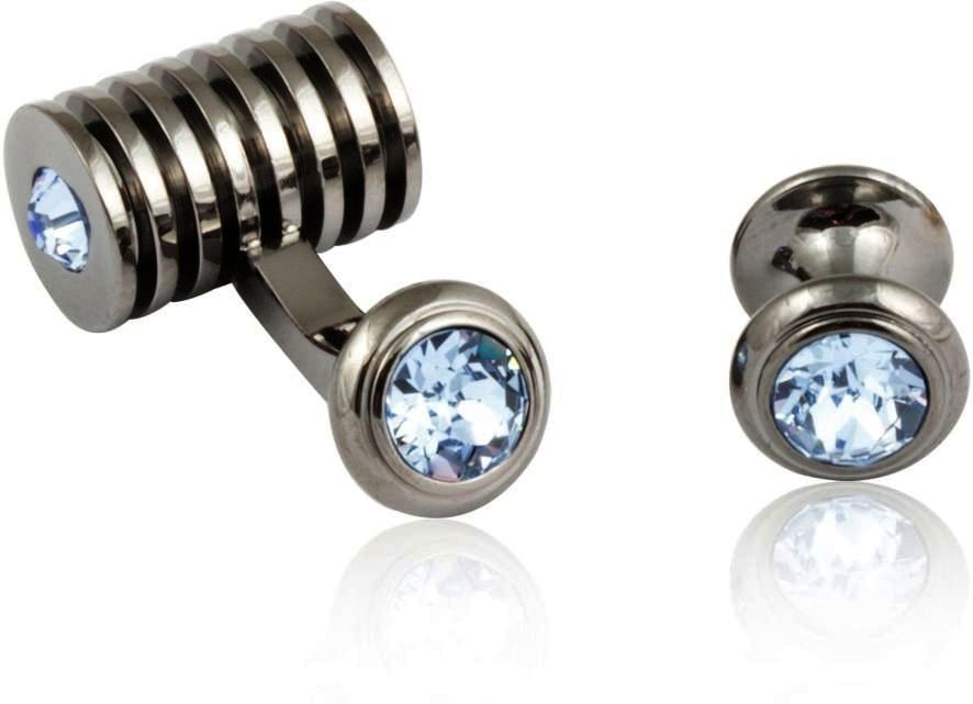 Men's Gunmetal Light Sapphire Swarovski Barrel Formal Set