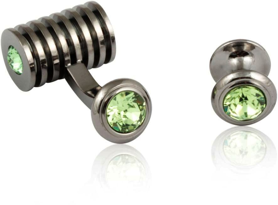Men's Gunmetal Peridot Swarovski Barrel Formal Set