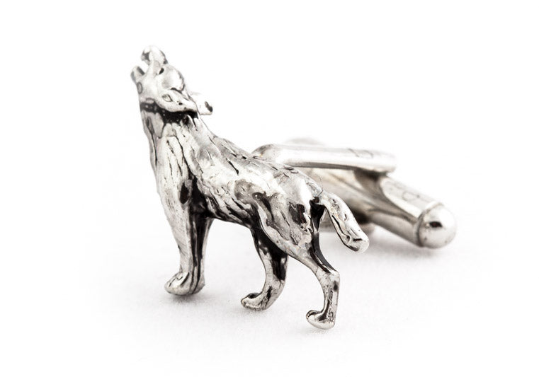 Howling Wolf Silver Cufflinks