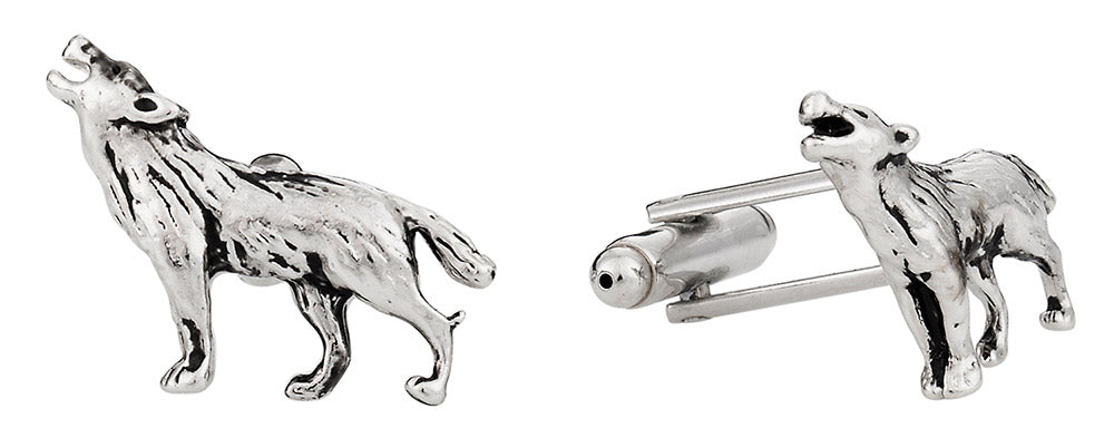Howling Wolf Silver Cufflinks