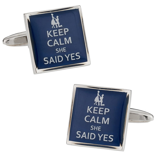 Keep Calm She Said Yes Funny Cufflinks