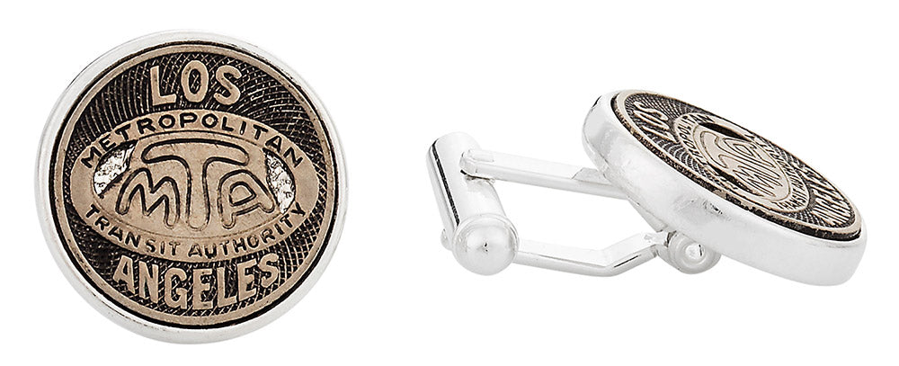 Los Angeles Transit Token Cufflinks Clad in Sterling Silver