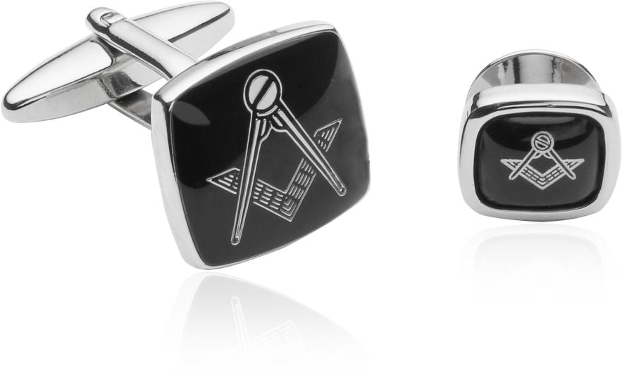 Men's Masonic Tuxedo Cufflinks Studs in Silver