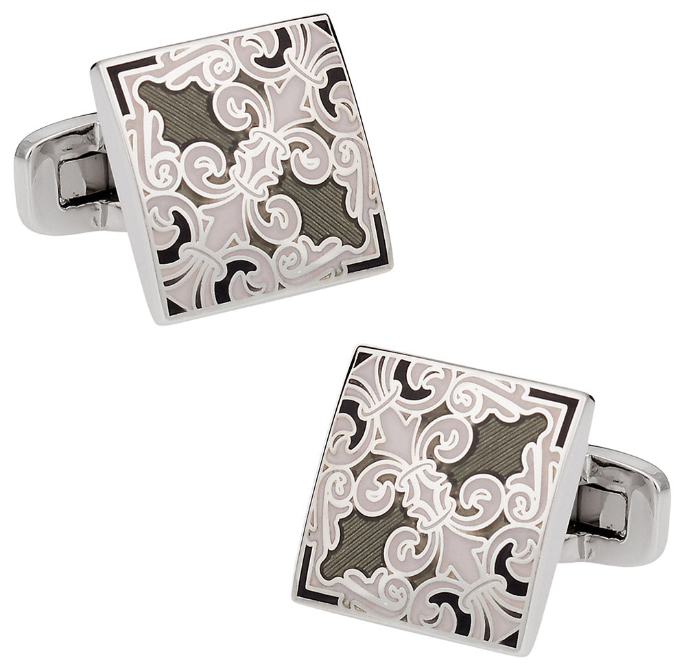 Monochromatic Fleur Di Lis Cufflinks