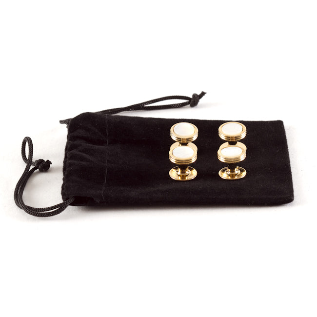 Mother of Pearl Studs in Gold Tone