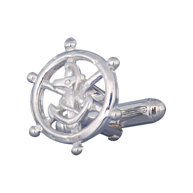 Nautical Sterling Silver Ships Wheel Cufflinks