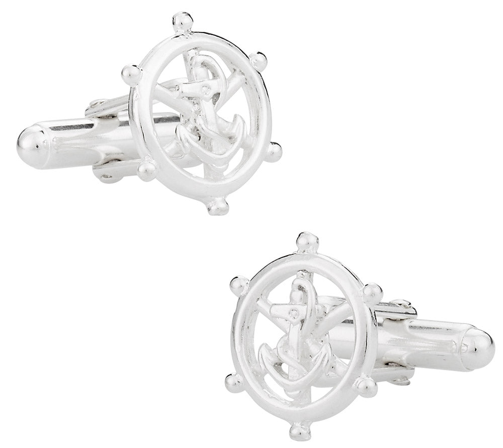 Nautical Sterling Silver Ships Wheel Cufflinks