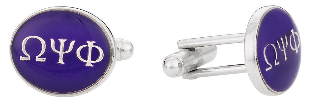 Omega Psi Phi Purple Silver Cufflinks