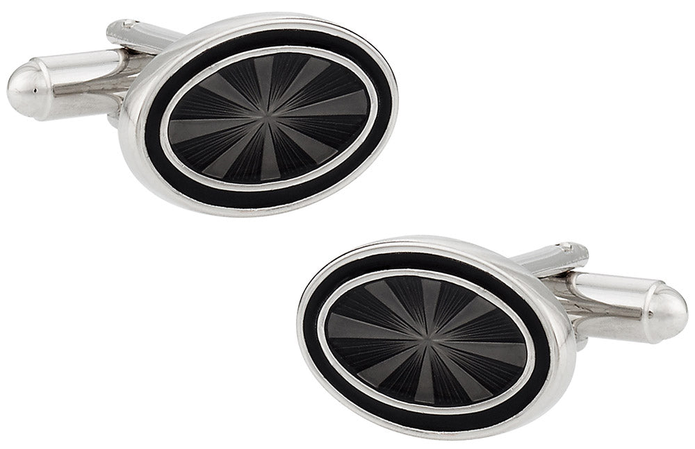 Oval Black Cufflinks