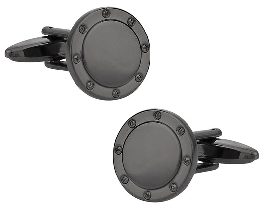 Port Hole Gun Metal Cufflinks