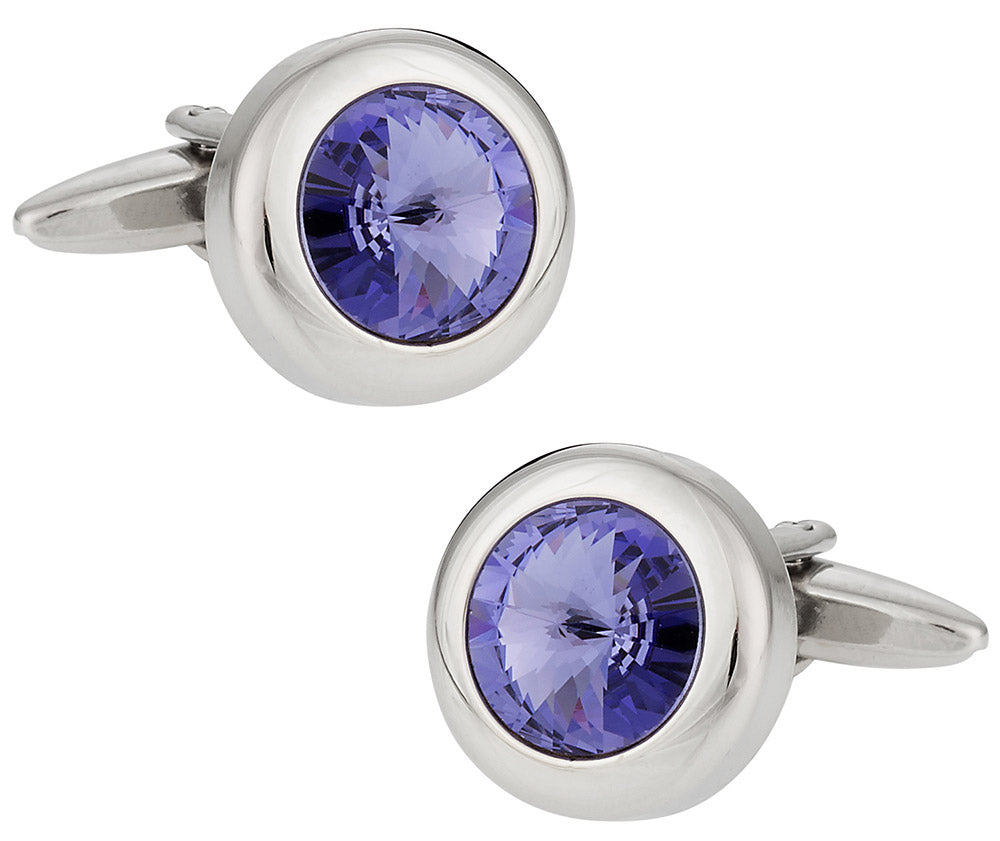 Purple Solitaire Crystal Cufflinks