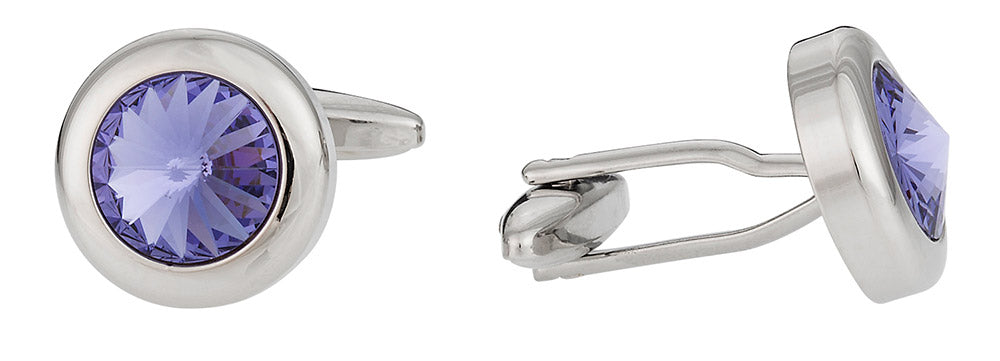 Purple Solitaire Crystal Cufflinks