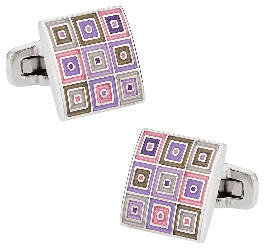 Quilted Cufflinks in Enamel
