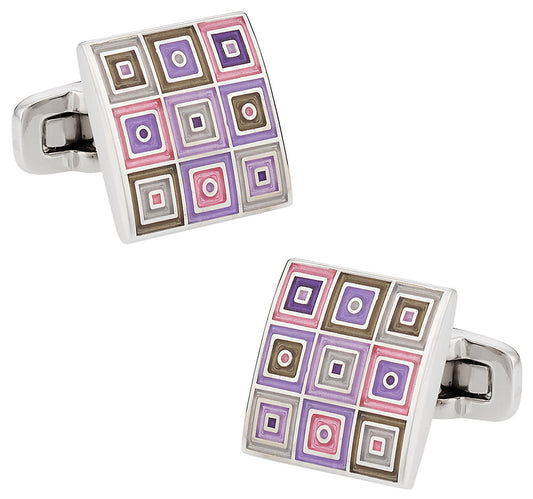 Quilted Cufflinks in Enamel