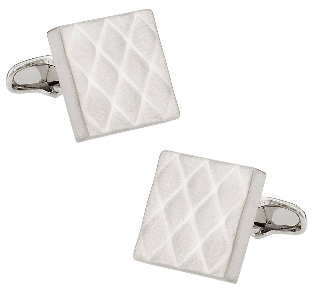Quilted Metallic Brushed Silvertone Cufflinks