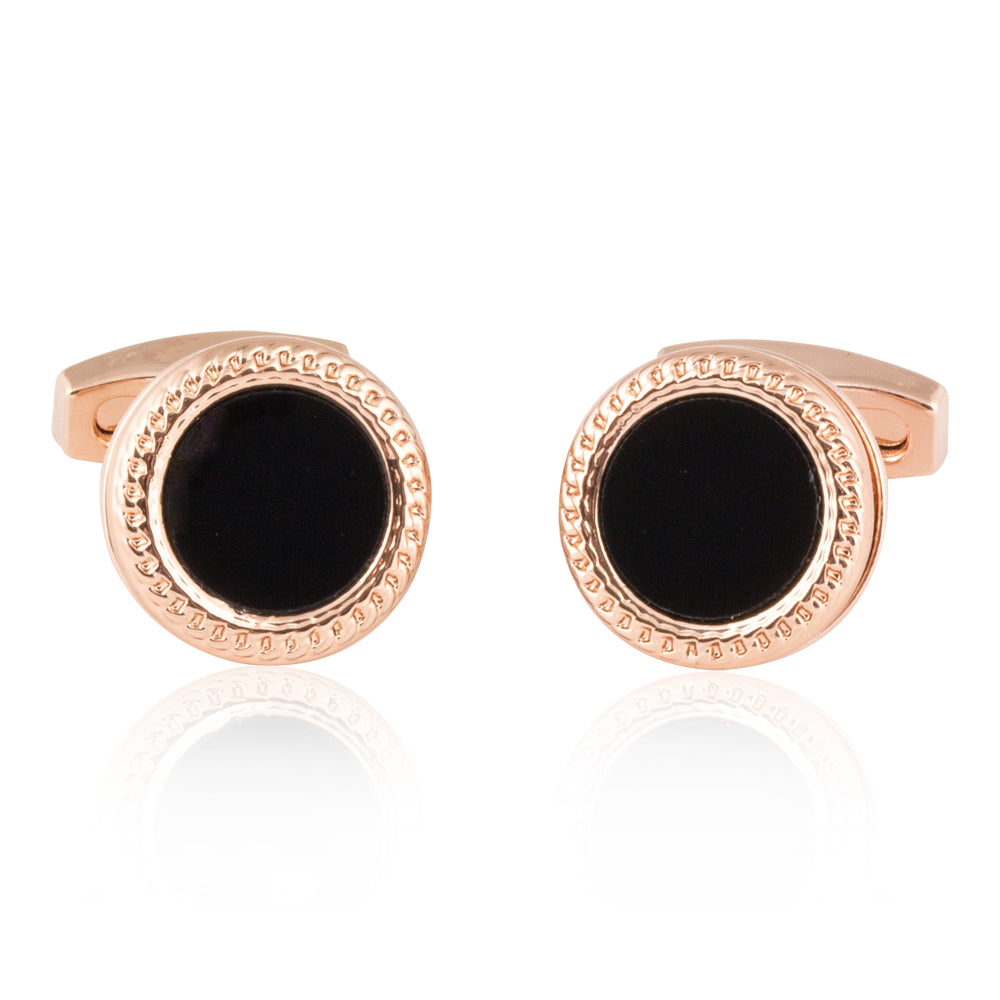 Rose Gold Black Cufflinks Studs Formal Set