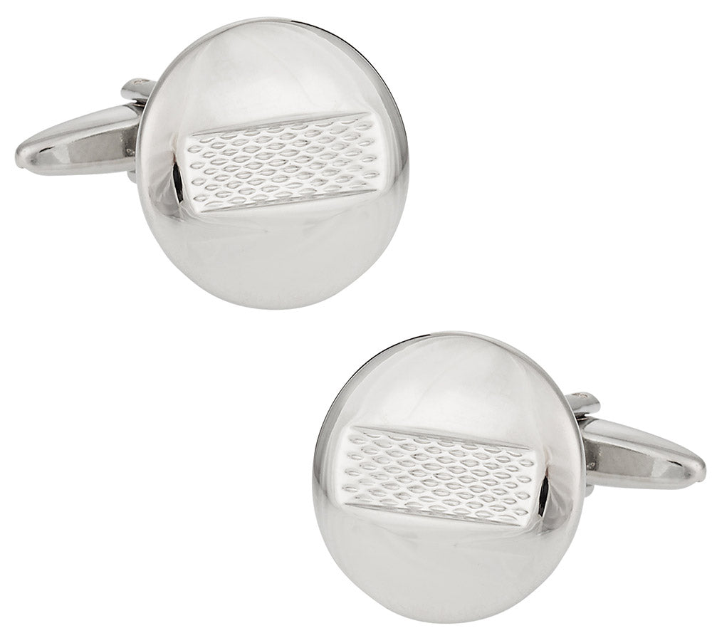 Round Burnout Silver Cufflinks